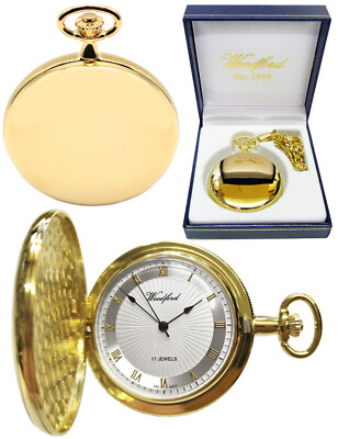 Woodford Hunter Taschenuhr, 17 Jewel GP Radial Zifferblatt mit gratis Gravur (1053)