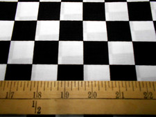1 yard Black White Race Check Fabric