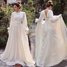 Bohemian A-Line Wedding Dresses Lace Long Sleeves Backless Boho Bridal Gowns