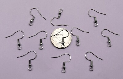 1000 Stainless Steel Ear Wires French Hooks ~Ball + Coil w/ 3mm Loop  18mm Post