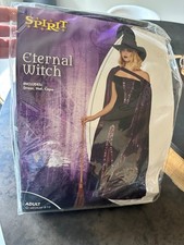 NEW Spirit Halloween Eternal Witch Costume - Cape, Dress Hat M 8 10