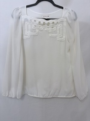 Max Studio Specialty products Bubble Blouse Small Beige Beautiful Embroidered