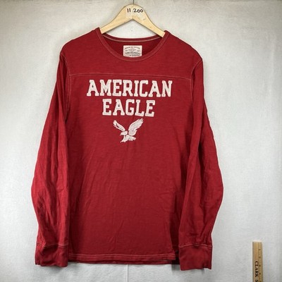 Vintage Y2K American Eagle Long Sleeve Tee Shirt Men s Large Embroidered Front