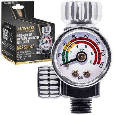 Master Elite High Flow Spray Gun Air Pressure Regulator with Gauge, 0 to 140 PSI