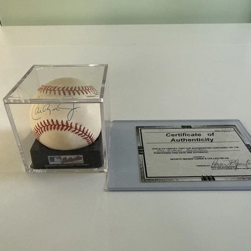 Cal Ripken Jr.  Autographed Major League Baseball With Case And COA.