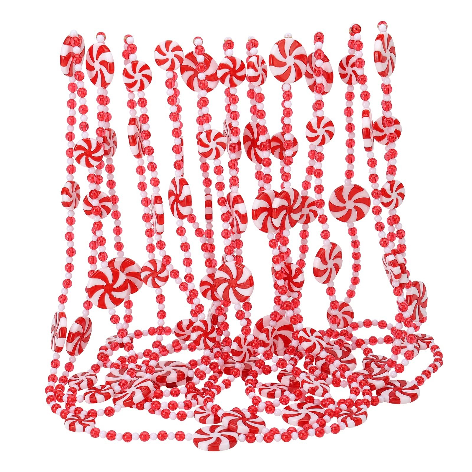48 feet Christmas Candy Garland Plastic Bead Garland Xmas Holiday Candy Cane ...