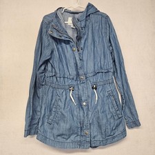 Old Navy Girls Blue Chambray Lightweight Jacket Cinched waist Size M 8 