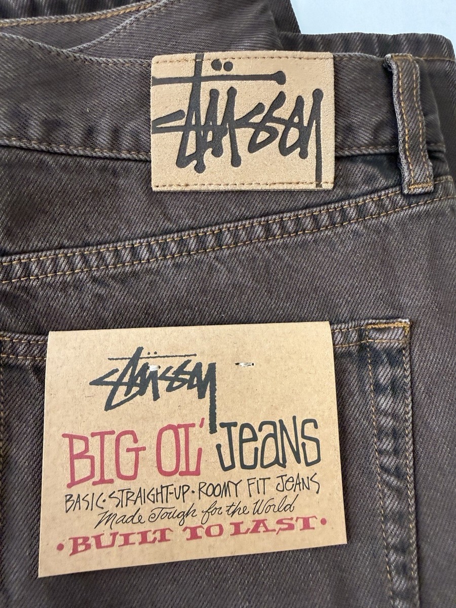 Stussy Big Ol Jeans Denim Resin Brown Wash Size 34 Brand New With