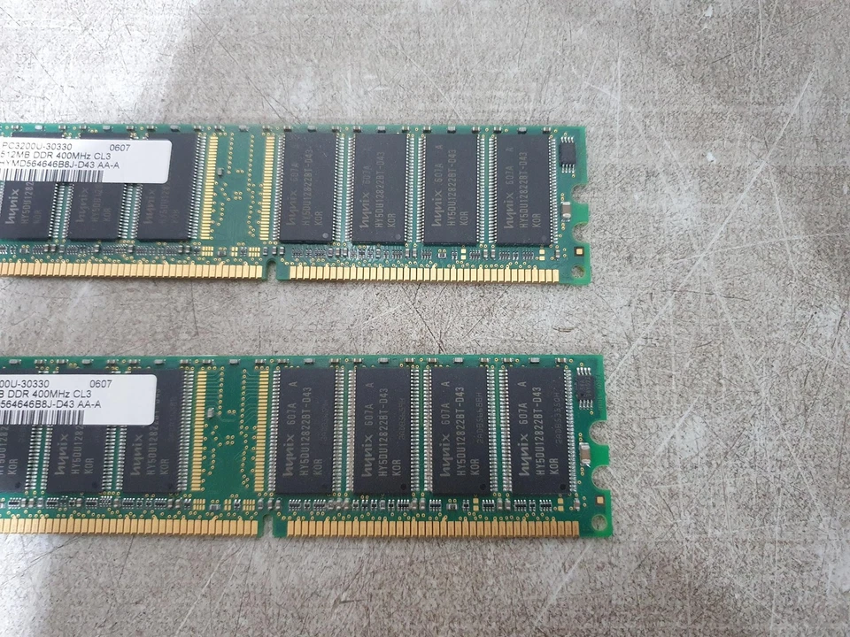 Pair Of 2 Hynix HYMD564646B8J-D43 AA-A DDR1 SDRAM PC3200U 400MHz (512MB+512MB) - Image 4 of 4