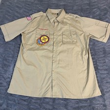 Boy Scouts of America Uniform Shirt Adult XLarge Short Sleeve Khaki Patched