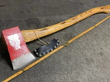 Vintage Kelly True Temper Wood Slasher Axe With Sheath And 28” Original Handle