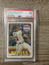 2018 Topps Heritage Ronald Acuna Action variation RC rookie card PSA 9 Braves. rookie card picture