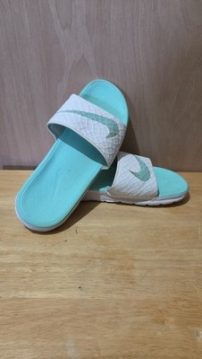 Nike Benassi Solarsoft Slide 2 White Artisan Teal Women's Size 9