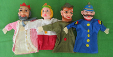 VINTAGE LOT 4 MR ROGERS PUNCH  JUDY HAND PUPPETS - KING; QUEEN; HUNTSMAN; COP