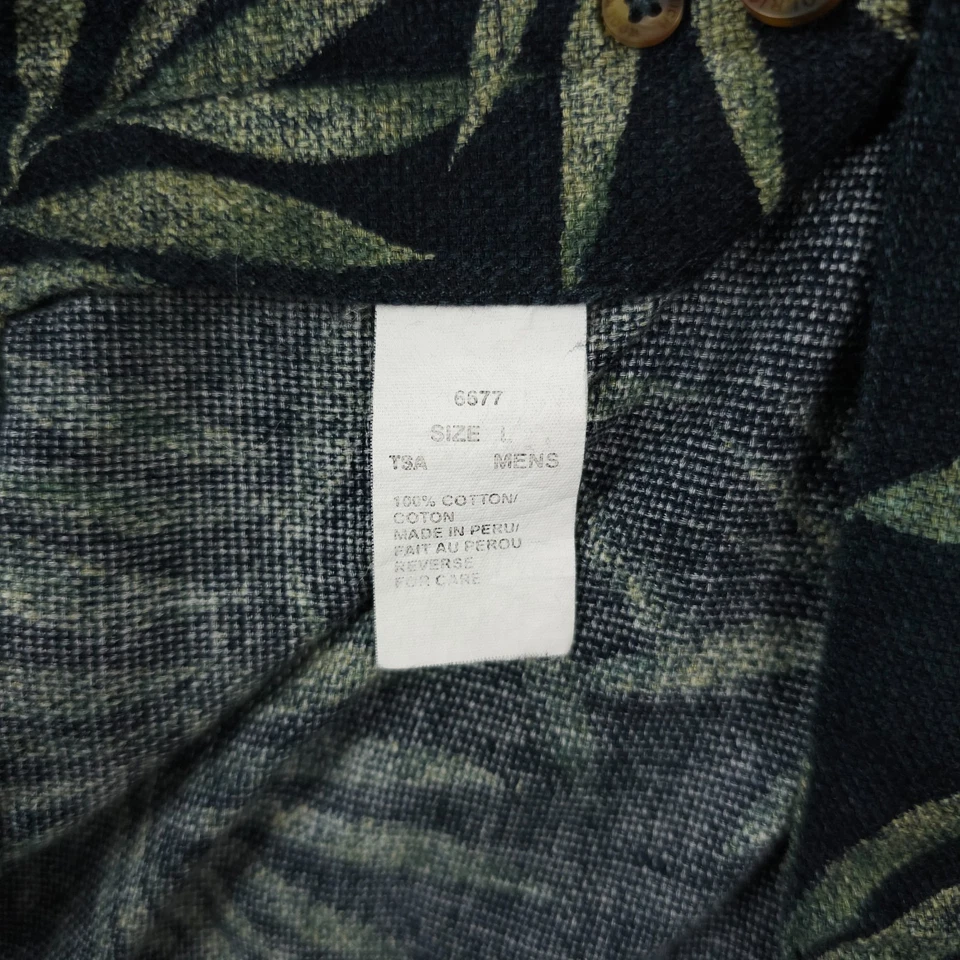 Camisa Woolrich De Colección Para Hombres L Azul Verde Hoja Velero Abotonada Cuello Lazo Campamento Foto 4 de 4