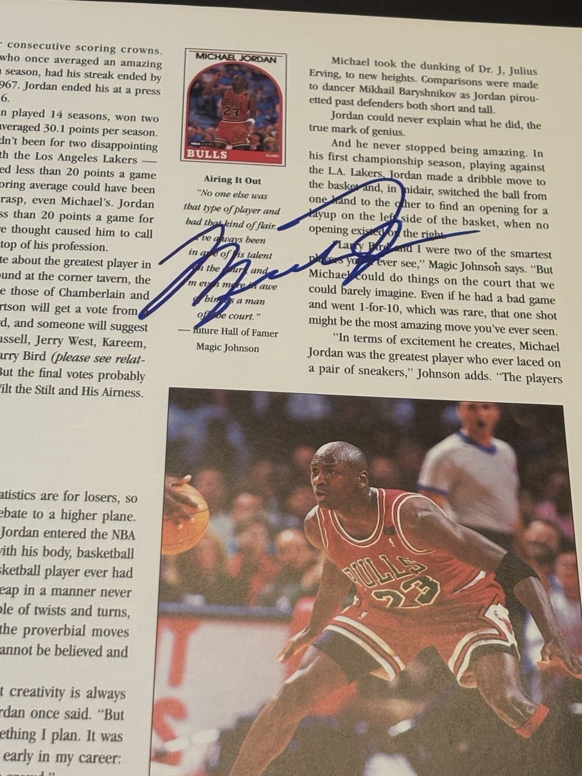 Rare Original Michael Jordan Autographed , Magazine article Page  1993 NBA .