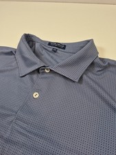 Peter Millar Polo Shirt Mens 2XL Blue Crown Crafted Golf Performance Stretch AOP