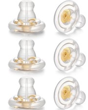 Silicone Earring Backs, 6pcs 18K Gold Silicone Earring Backs Replacements, Lo...