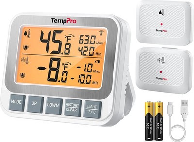Thermo Pro Wireless Freezer Fridge Thermometer with Alarm, 500 ft/150 m