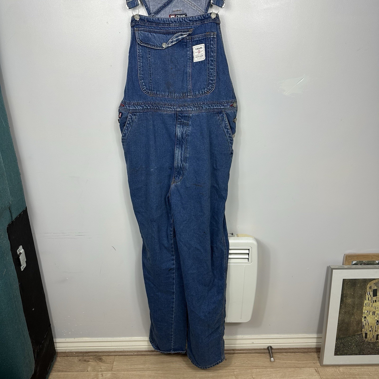 Polo Ralph Lauren Denim Dungarees, Blue Navy, Vintage  Chaps, Size Mens Large thumbnail 9