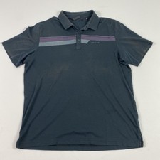 TravisMathew Polo Shirt Mens Extra Large Gray Pima Cotton Golf Striped Stretch
