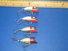 Lot of 4 Heddon Tiny Lucky 13 Topwater Lures - Redhead RH Scale