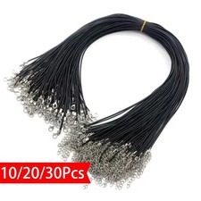10/20/30PCS Black Braided Leather Necklace Cord Lobster Clasp DIY Chain Set