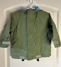 Hanna Andersson Kids Unisex Hooded Coat Jacket Green Blue Zip Outdoor Size 90