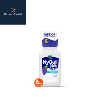 Vicks NyQuil Kids Cold & Cough Syrup Grape No Artificial Dyes 6 fl oz