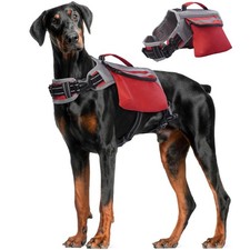 Dog Hiking Backpack, Hound Dog Saddlebag Backpack, Nylon Dog Harness Vest wit...