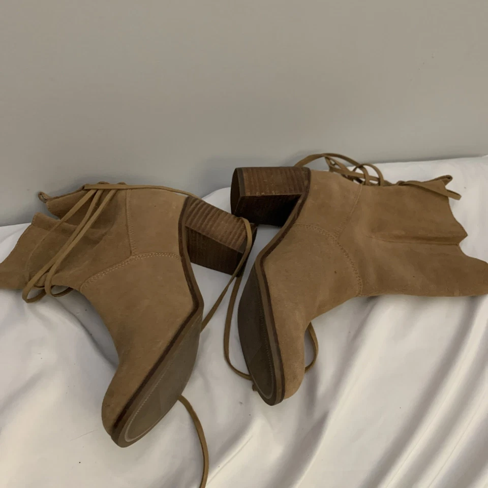 Botas TOMS Marrón Caramelo Gamuza Mila Tacón Bloque Talla 8 Foto 3 de 4
