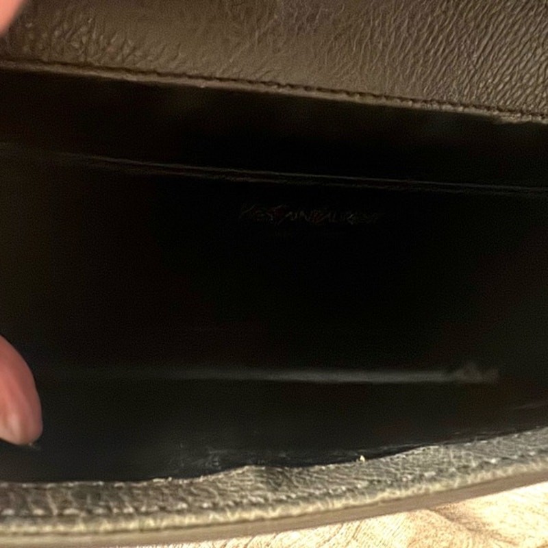 SAINT LAURENT Pochette borsa a tracolla o tracolla grigia YSL Belle Du Jour aggiunta tracolla o catena