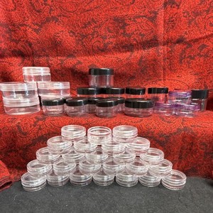 Reusable Plastic Nail Art Storage Containers Clear Black Purple Screw-on Lid Lot