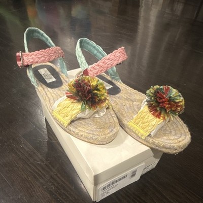 Stella McCartney Kids Pom Pom Multicolor Girls Sandals EU 36 Buckle Flat
