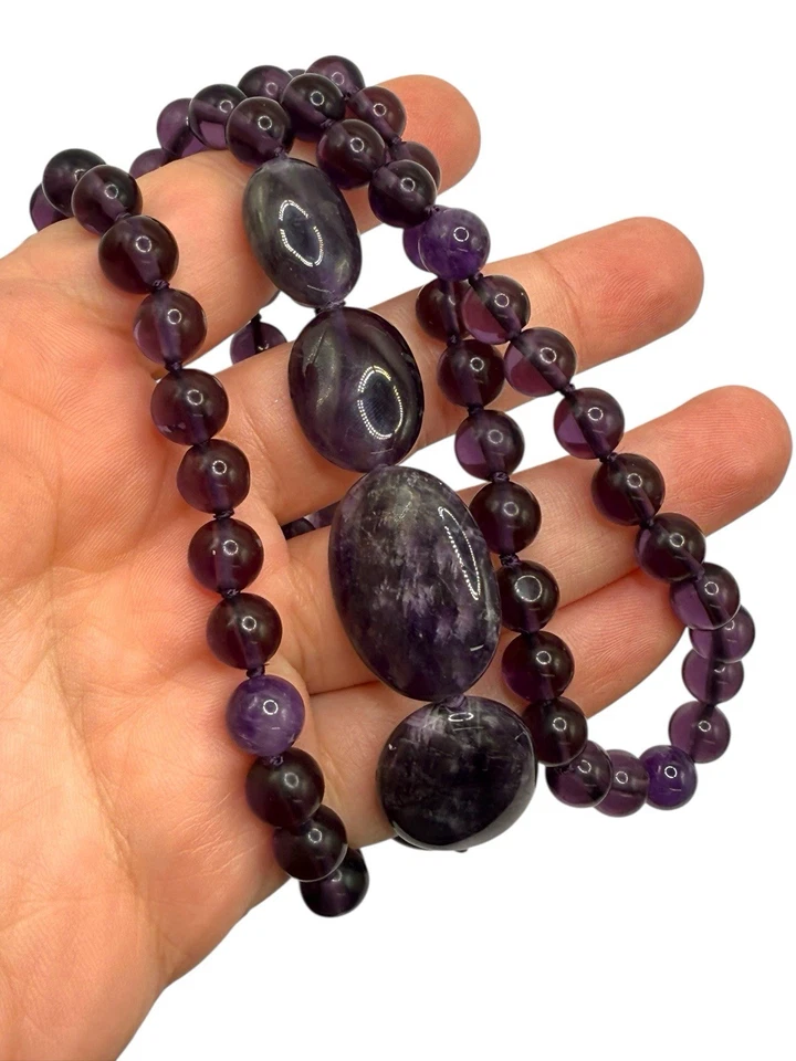 Collar largo de ópera de piedra amatista genuina cuentas pulidas de Coldwater Creek nuevo con etiquetas Foto 2 de 4