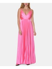 LAUNDRY Womens Pink Spaghetti Strap V Neck Full-Length Formal Knife Dress 0