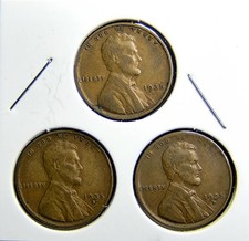 1935-P 1935-D 1935-S  Lincoln Wheat Copper Penny Cent - 3 Coin Set [USP-199]