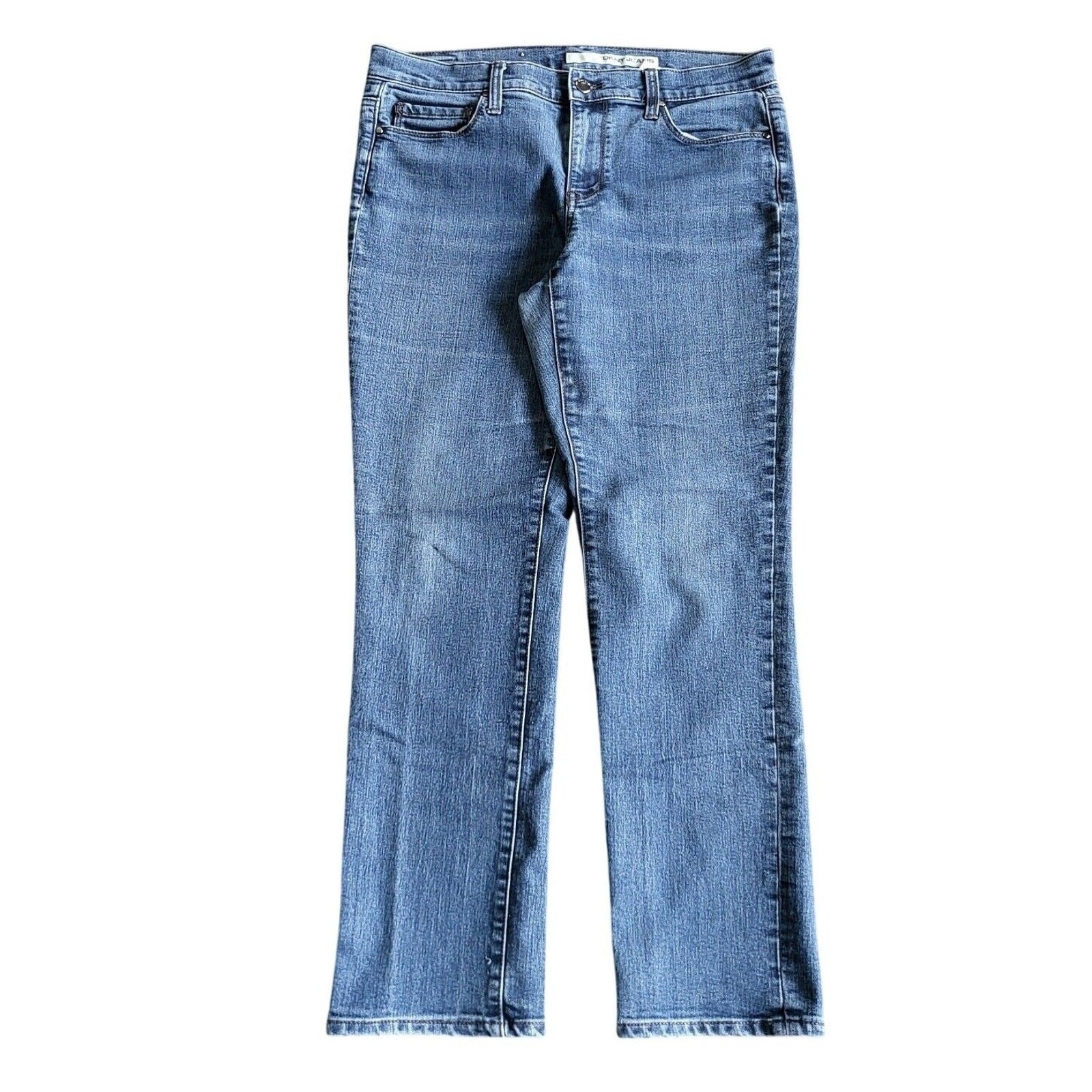 DKNY Jeans Woman's Size 32x29 Blue Pants Straight Stretch Faded Denim Tag 8