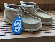 Hey Dude Wally Mid Salt N Stone Casual Boots Shoes Tan White Mens Size M8 NEW
