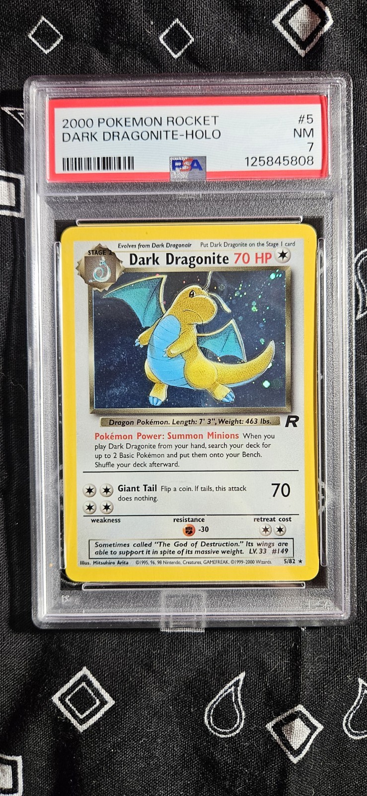 DARK DRAGONITE Pokémon Team Rocket Holo 5/82 - PSA 7 NM Near-Mint Unlimited