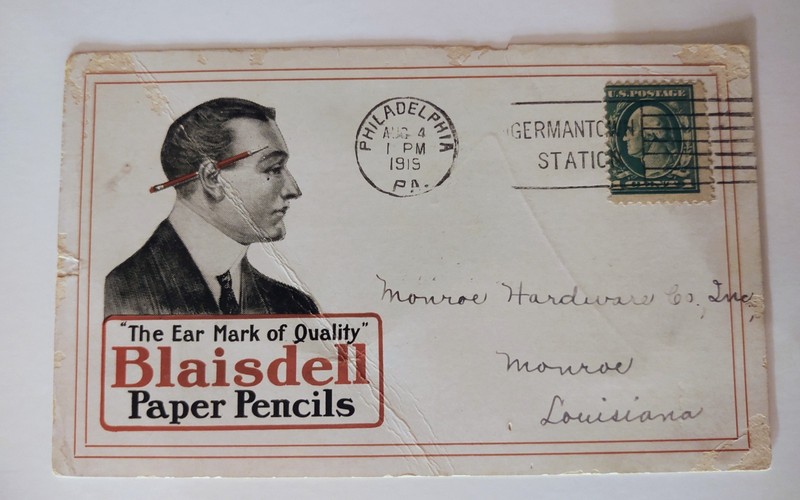 1919 Antique Blaisdell Pencil Advertising Order Postcard Philadelphia 