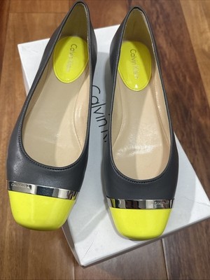 NEW Calvin Klein Women's Pash 2TN PAT/SHNY NAP Acid Yellow Size 5.5