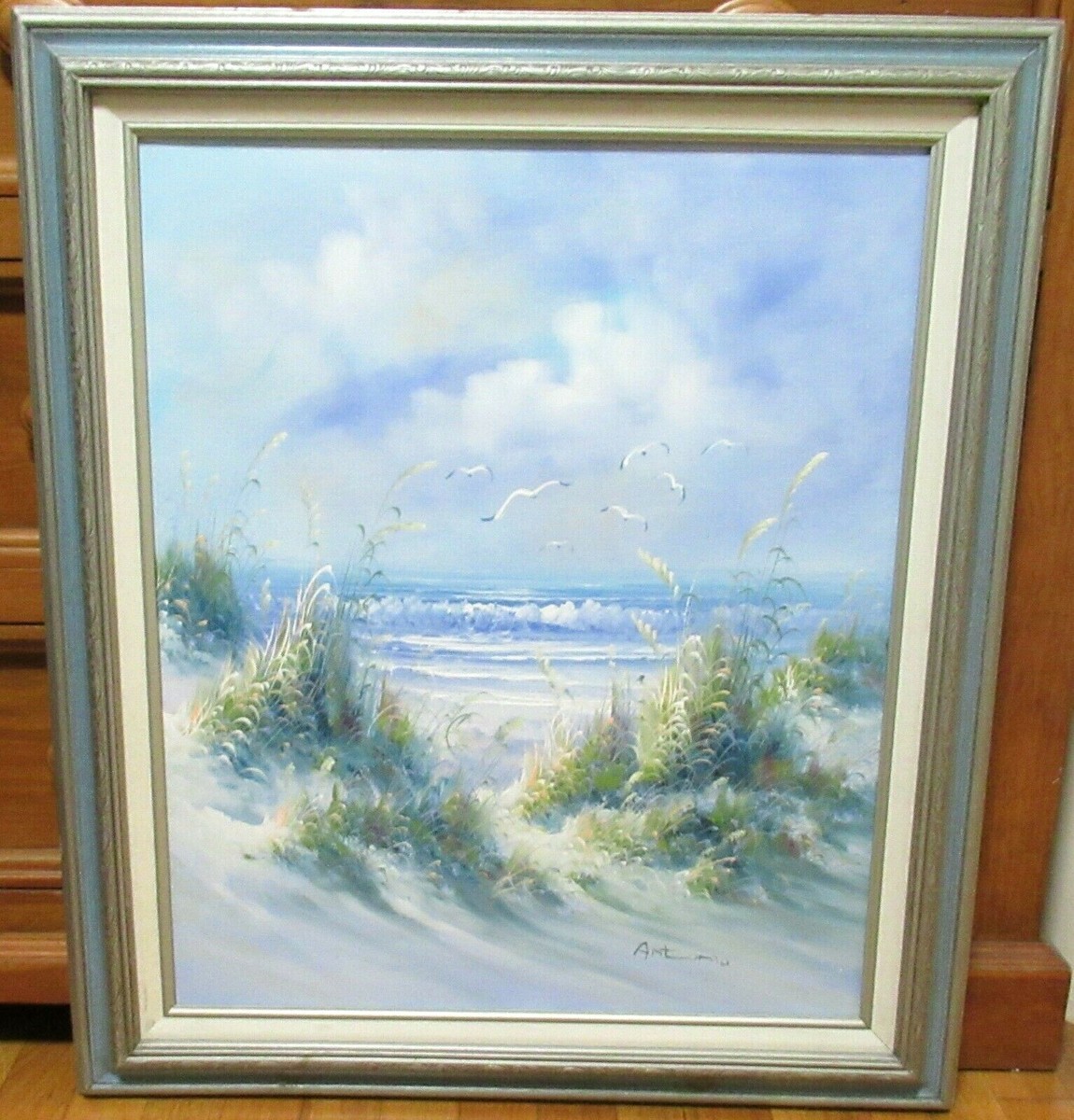 ANTONIO ORIGINAL OIL ON CANVAS MARSH WHITE SANDS SEASCAPE PAINTING