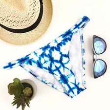 CIKADA Swim Tie Dye Bikini Bottom Blue Kanoko Cheeky String US 6
