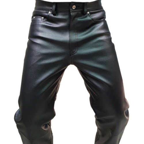 Mens Genuine Sheep Leather Pants with Zipper Closure 501 Levis Biker Style Pants - Picture 1 of 3