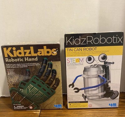 NEW KidzLabs Robotix Tin Can Robot & Robotic Hand 4M STEM Toy Project Kit Sealed