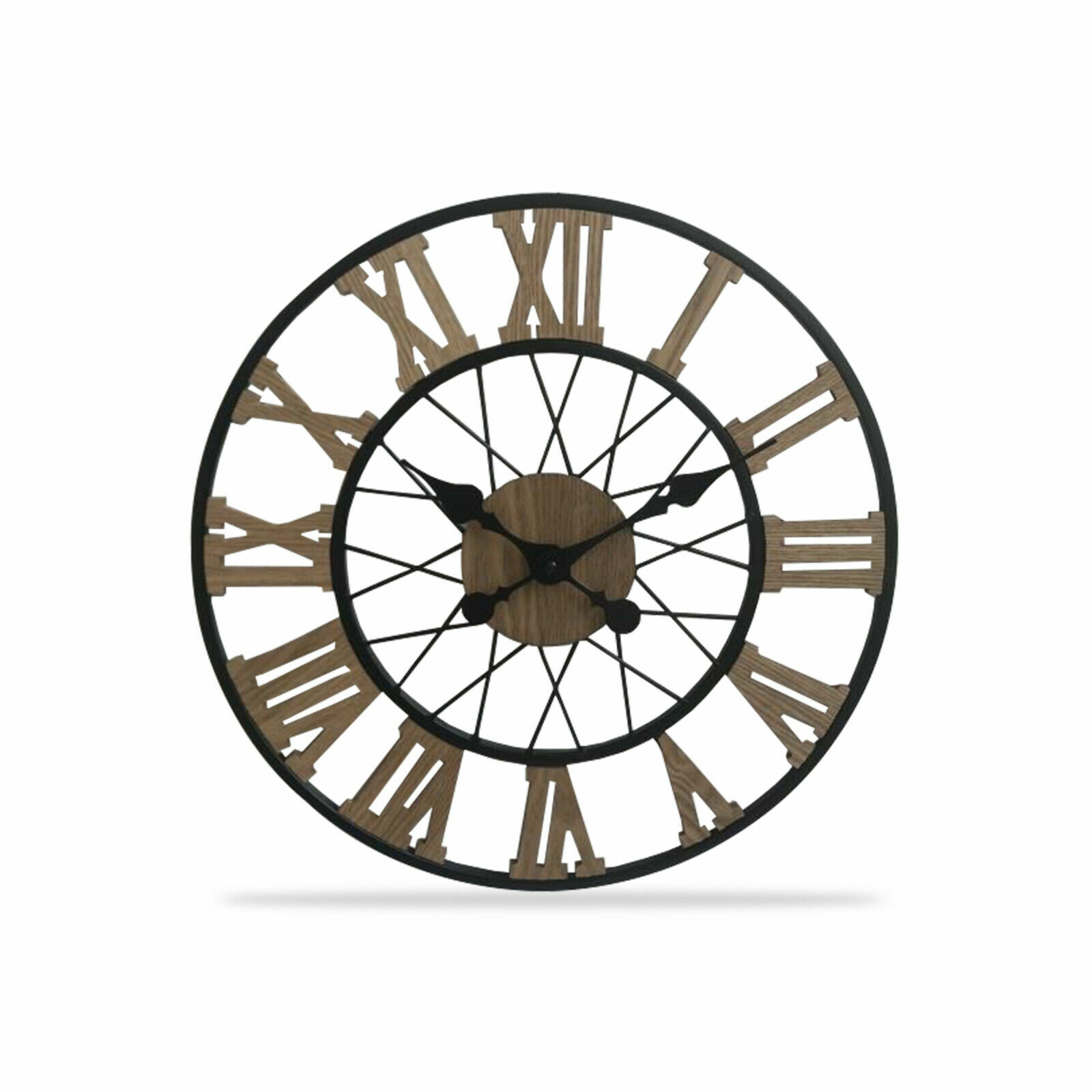 40,60CM LARGE OUTDOOR GARDEN WALL CLOCK BIG OPEN FACE METAL ROMAN