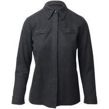 Miu Miu Concealed Button Down Shirt In Dark Grey Wool It40