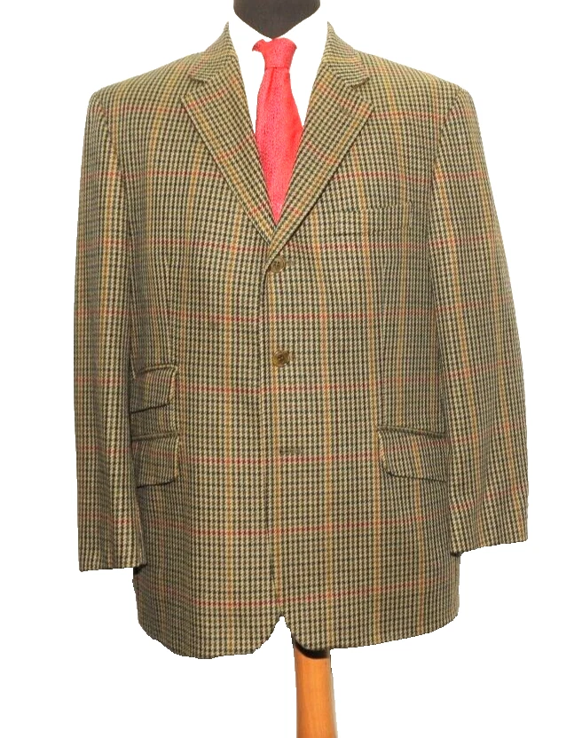 SUPERBE VESTE EN TWEED MULTICOLORE BROOK TAVERNER SAXONY SUPREME DOGTOOTH 42''S