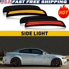Fits 2015-2021 Dodge Charger Widebody Front & Rear LED Side Marker Light Smoked